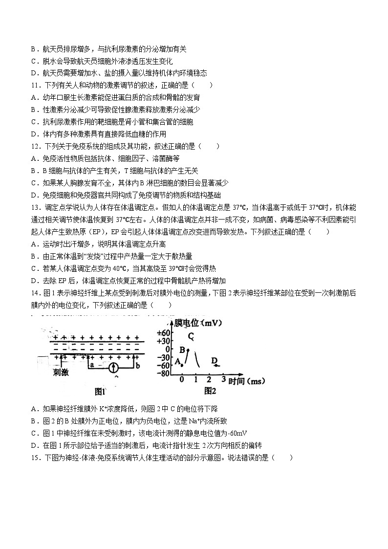 福建省福州市福清市高中联合体2023-2024学年高二上学期期中生物试题03