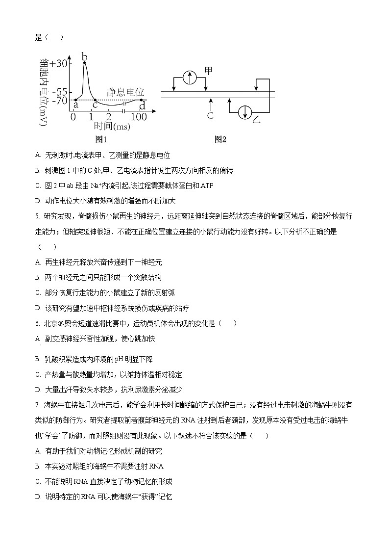 北京市丰台区2023-2024学年高二生物上学期期中试题A卷（Word版附答案）02