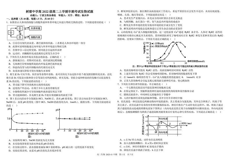 2024成都树德中学高二上学期期中生物试题扫描版含答案01