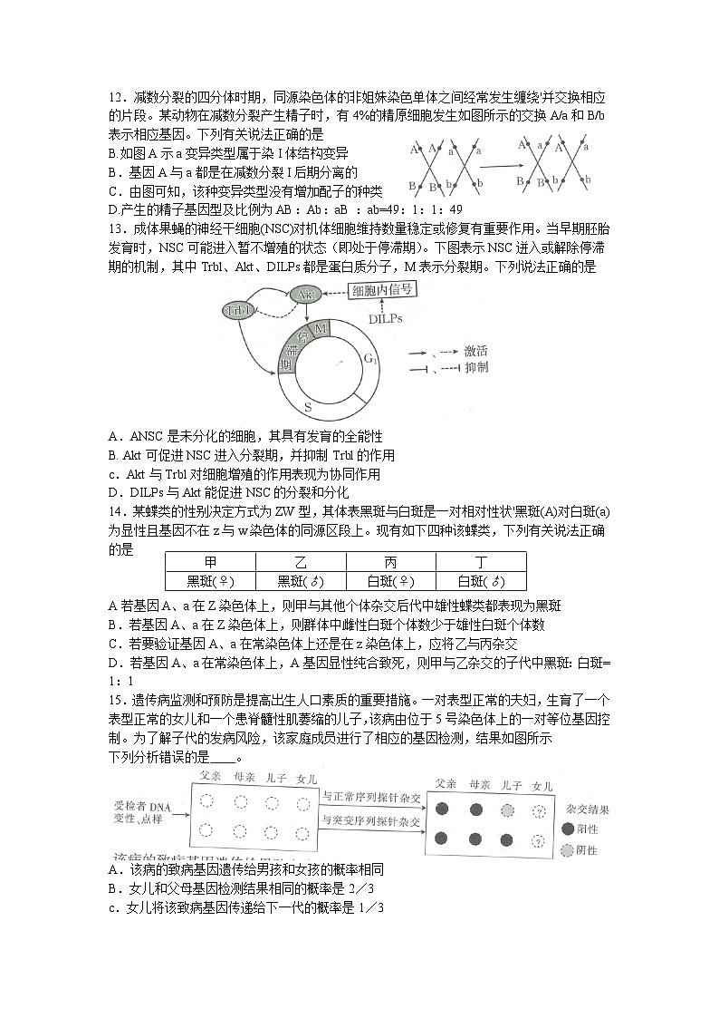 福建省宁德市部分达标学校2023-2024学年高三上学期期中生物试题03