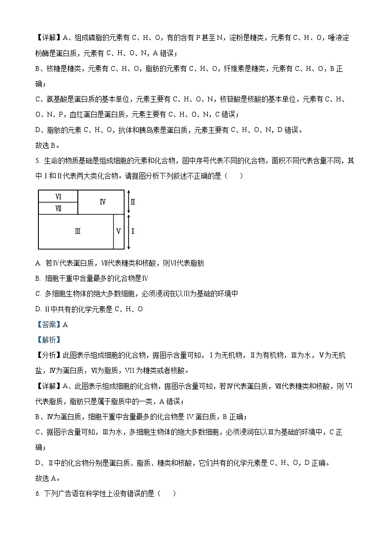 天津市红桥区2023-2024学年高一生物上学期期中试题（Word版附解析）03
