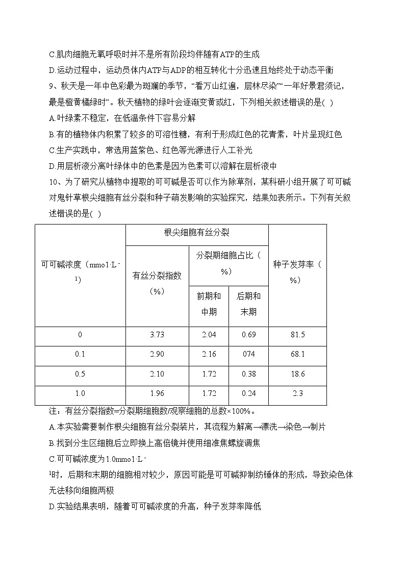 贵州省2024届高三上学期适应性联考（一）生物试卷(含答案)03
