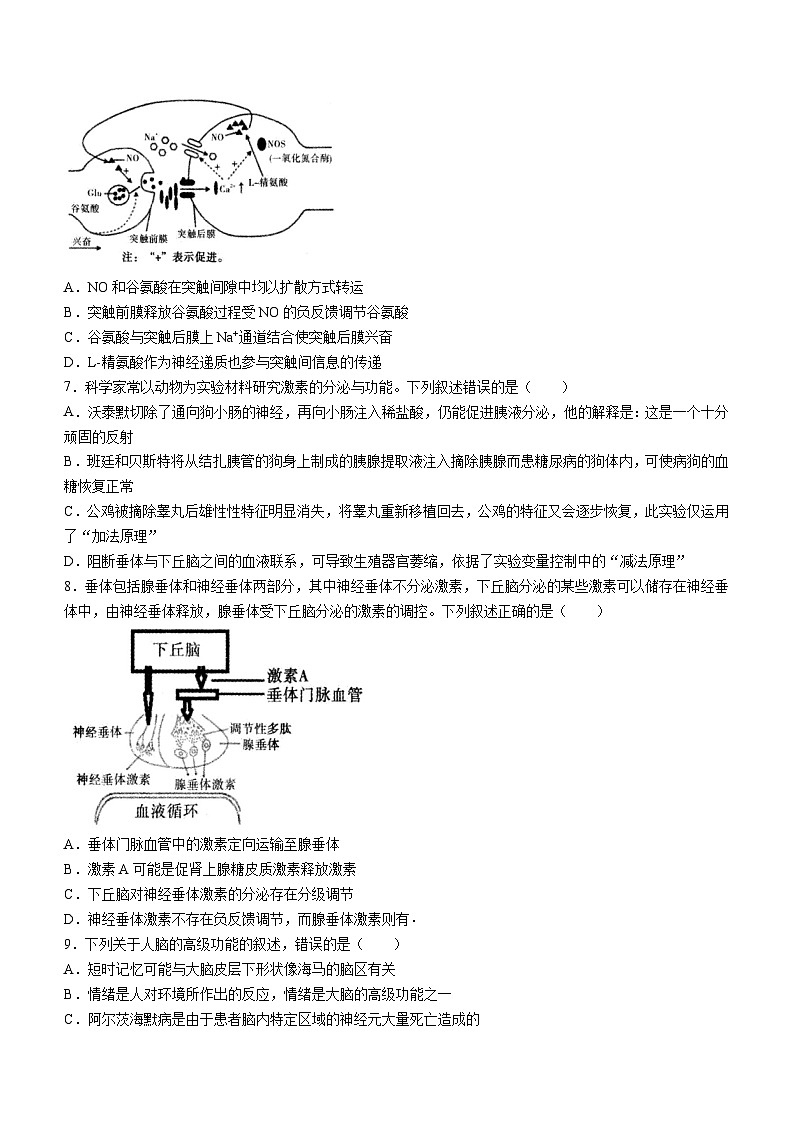 山西省大同市2023-2024学年高二上学期期中生物试题02