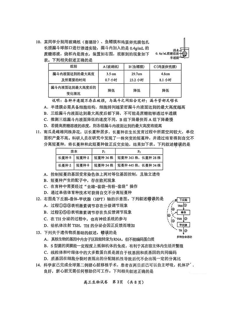 2024常州高三上学期期中学业水平监测生物PDF版含答案03