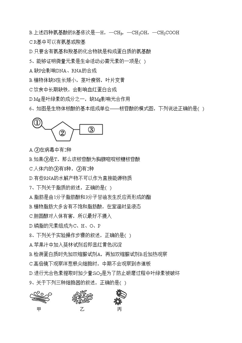 广东珠海市斗门一中2021-2022学年下学期高一开学考试生物试题(含答案)02