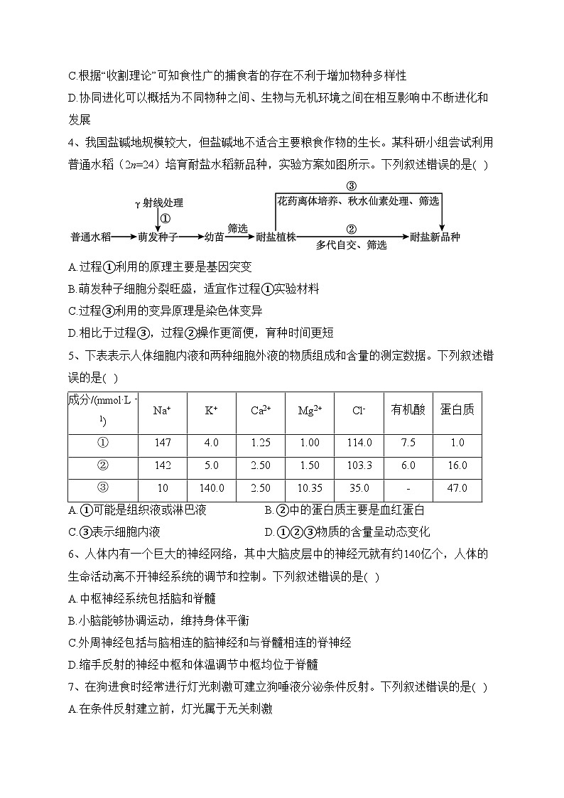 福建省部分名校2023-2024学年高二上学期入学联考生物试题(含答案)02