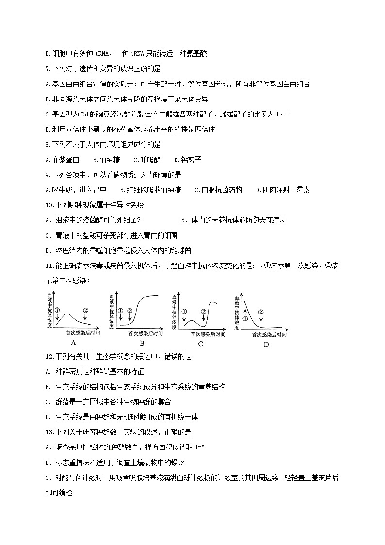 南阳中学第二学期高二第一次月考生物试卷及答案第2页