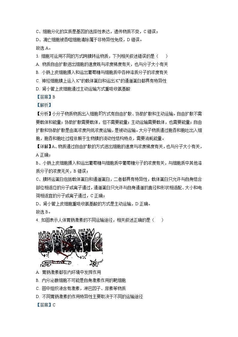 精品解析：2021年新高考江苏生物高考真题（解析版）02