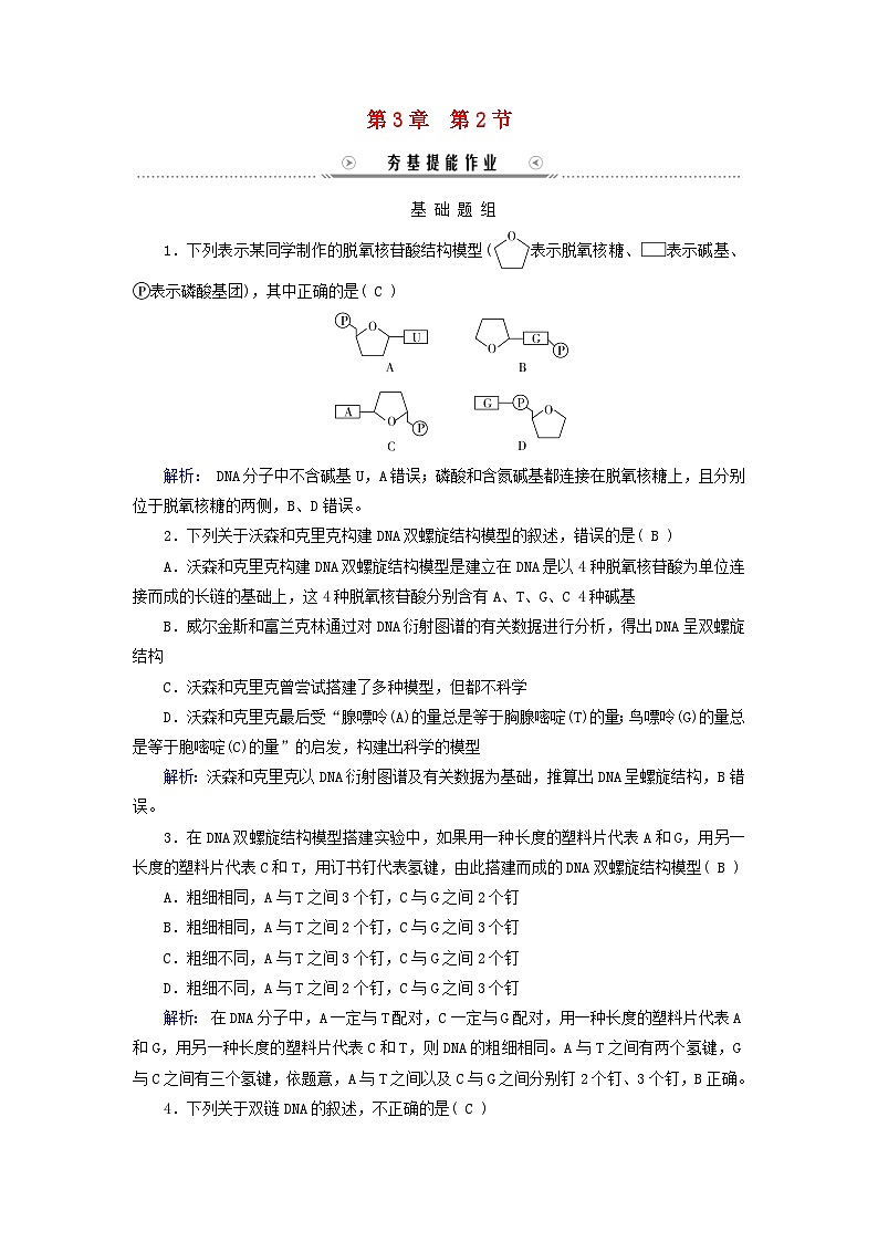 新教材适用2023_2024学年高中生物第3章基因的本质第2节DNA的结构夯基提能作业新人教版必修201