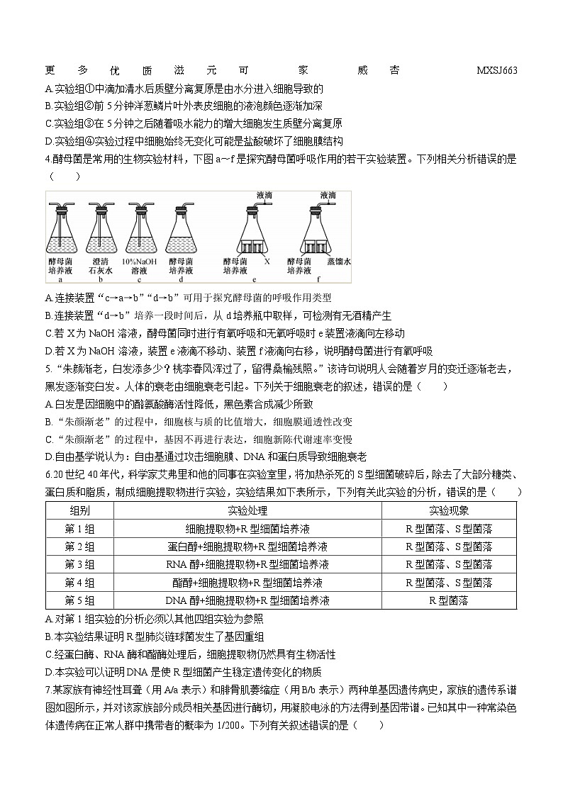 湖北省宜昌市协作体2023-2024学年高三上学期期中生物试题02