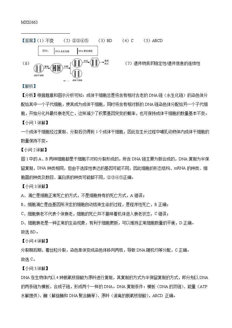 上海市上海中学2023-2024学年高三上学期期中生物试题（解析版）02