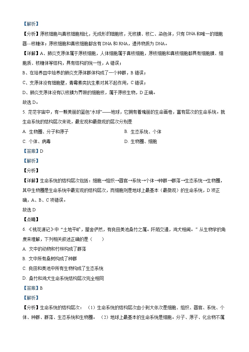 四川省内江市威远中学2023-2024学年高一上学期期中生物试题（Word版附解析）03