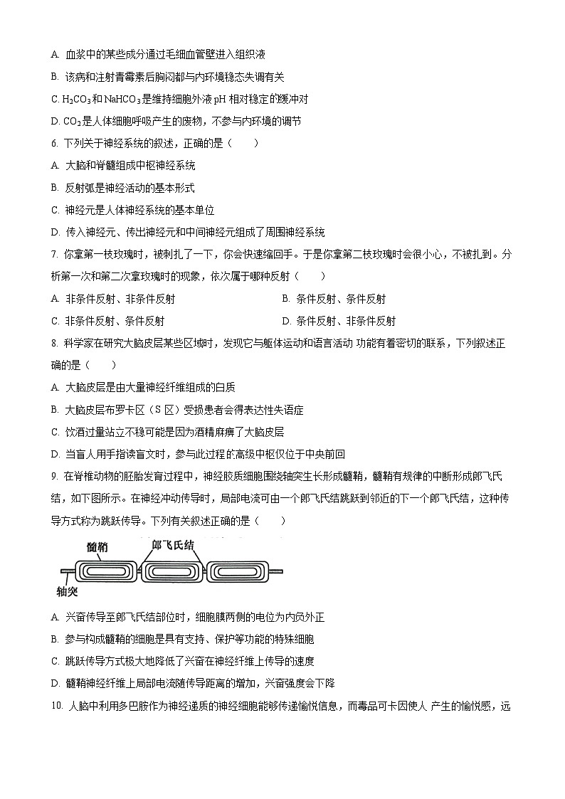 2024嘉兴八校联盟高二上学期期中联考生物试题含解析02