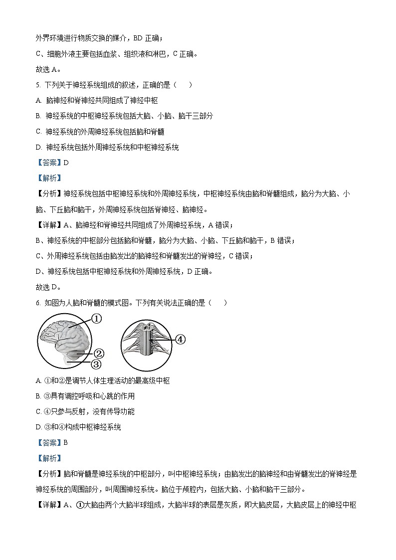 甘肃省武威市凉州区2023-2024学年高二上学期期中生物试题含解析第3页