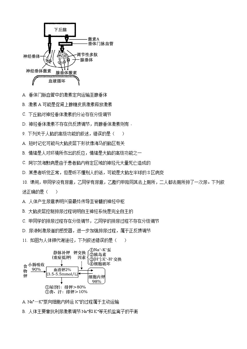 2024大同高二上学期期中生物试题含答案03