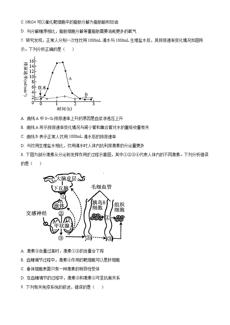2024保定部分高中高二上学期11月期中生物试题含解析03