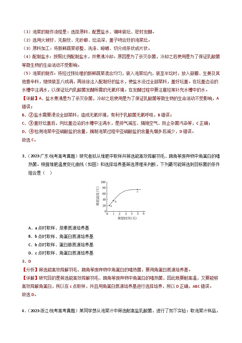 2023年高考生物真题与模拟试卷分项汇编专题17 发酵工程（含解析）02