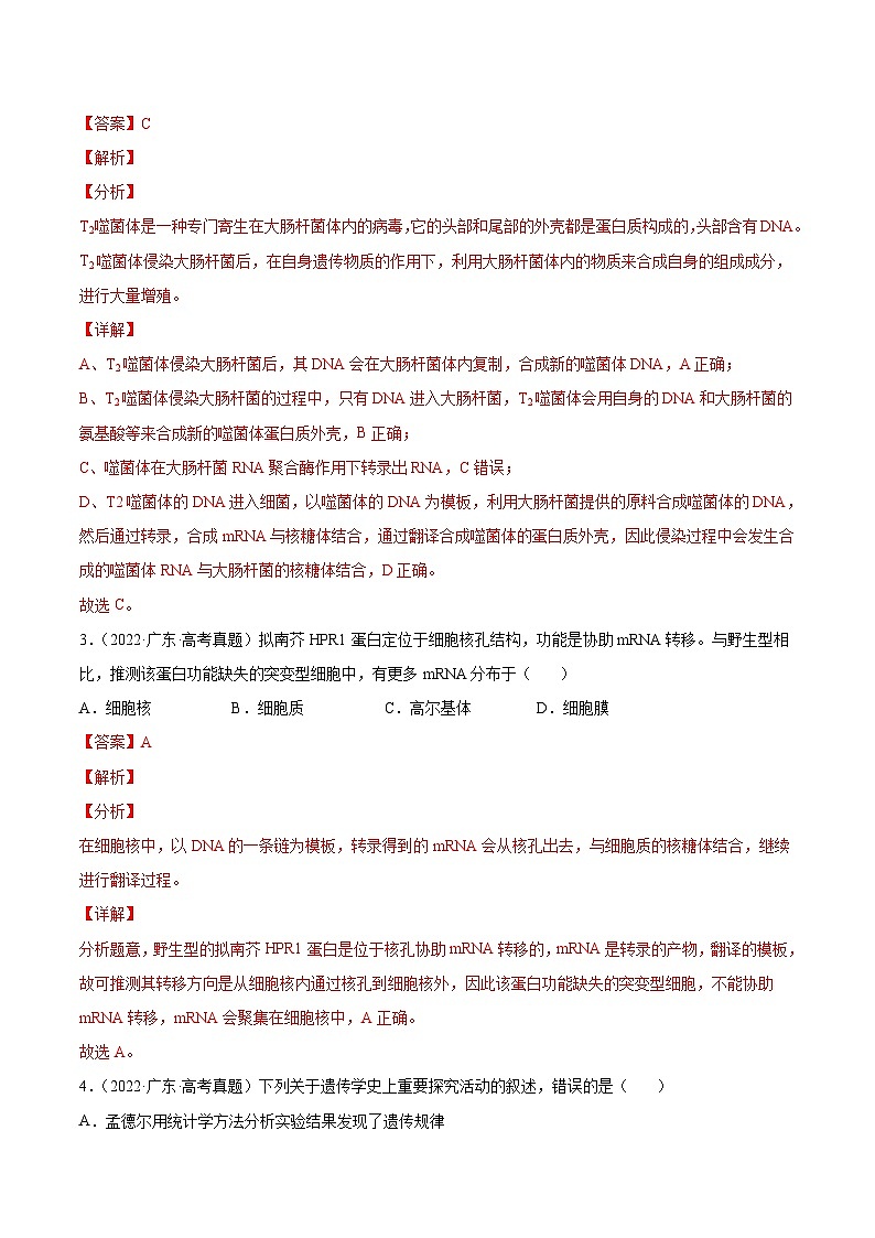 十年(13-22)高考生物分项汇编专题05 遗传的分子基础（含解析）02
