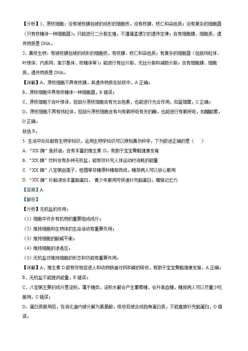 四川省成都市树德中学2023-2024学年高一生物上学期11月期中试题（Word版附解析）03