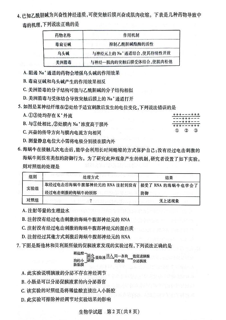 安徽省皖豫联盟2023-2024学年高二上学期11月期中生物学试题第2页