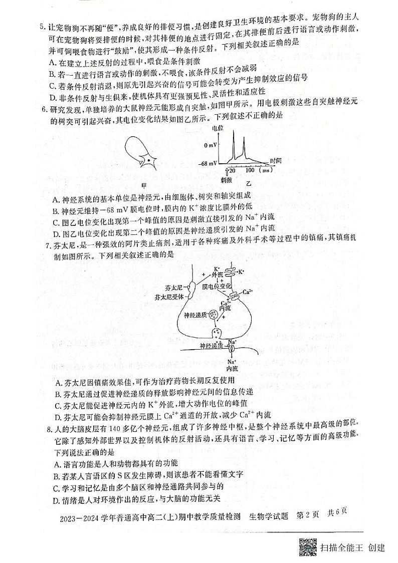 河南省信阳市淮滨县2023-2024学年高二上学期11月期中生物试题第2页