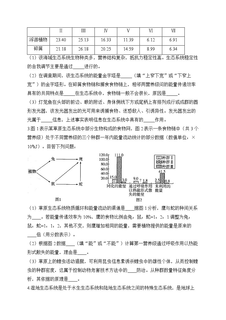 2024届高考生物一轮复习大题专练【配套新教材】（14）生态系统第2页