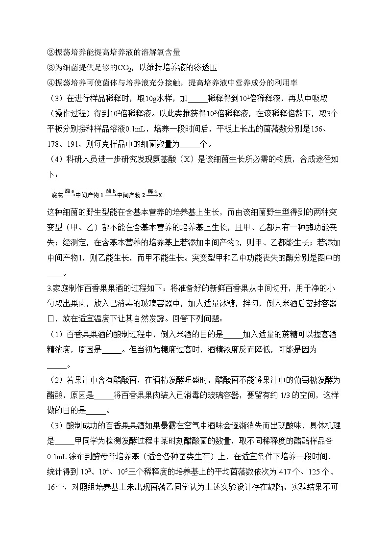 2024届高考生物一轮复习大题专练【配套新教材】（15）发酵工程第3页