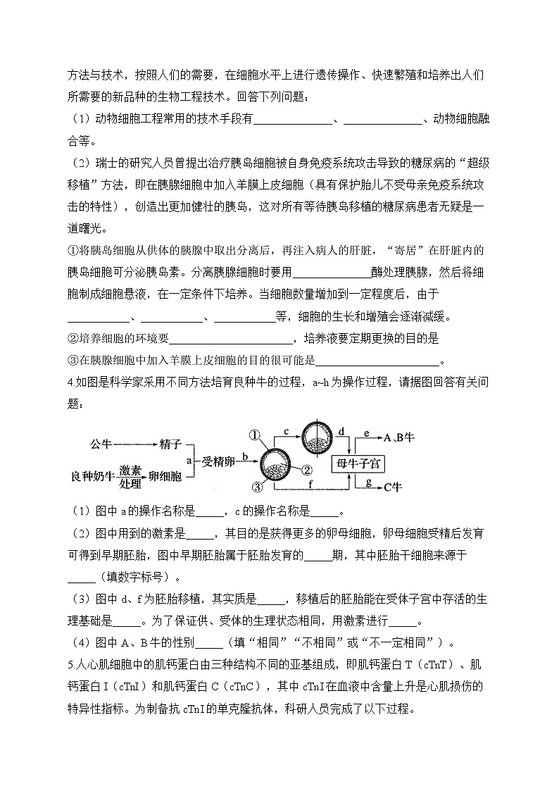 2024届高考生物一轮复习大题专练【配套新教材】（16）细胞工程第2页