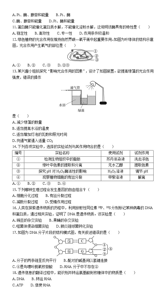 江苏省普通高中学业水平合格性考试模拟卷（五）生物（含答案）第2页