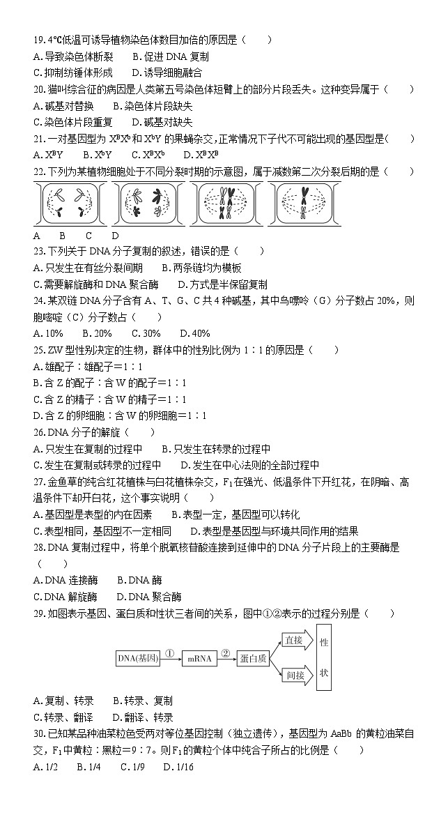 江苏省普通高中学业水平合格性考试模拟卷（五）生物（含答案）第3页