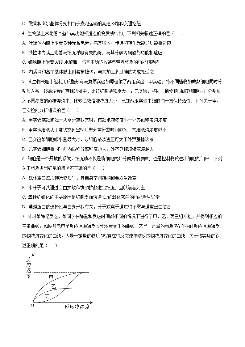 2024亳州蒙城县五校高三上学期11月期中联考生物试题含解析02