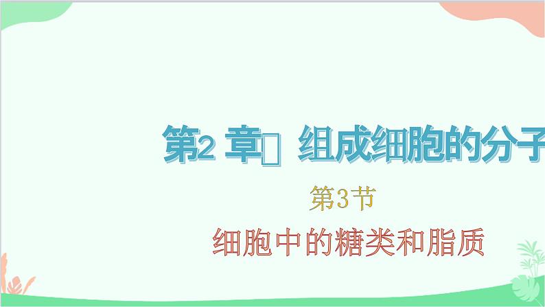 生物人教版(2019)必修1 2.3 细胞中的糖类和脂质 课件第1页