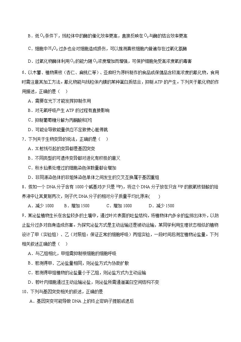 2024重庆市缙云教育联盟高三上学期11月月考试题生物含答案02