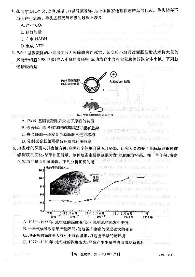 广西高三2023年10月跨市联合适应性训练检测 生物试题（含答案）02