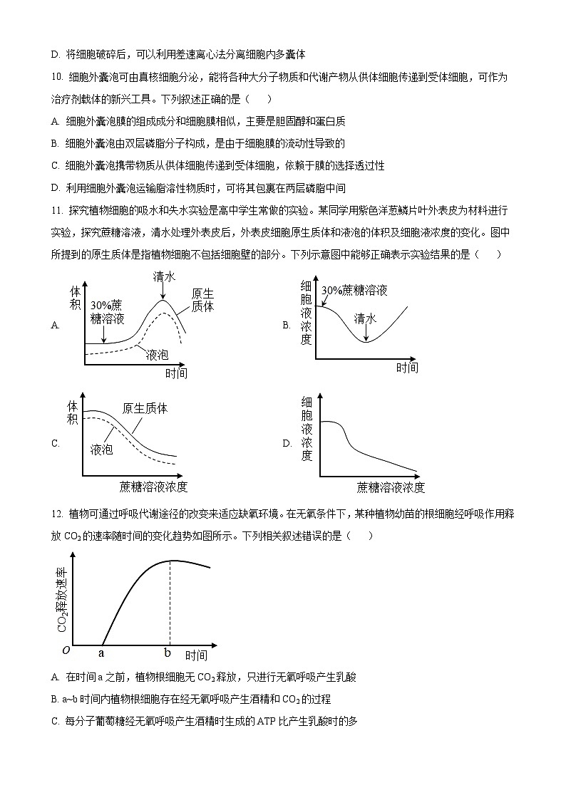 新疆石河子第一中学2023-2024学年高三上学期9月月考生物试题（原卷版）第3页