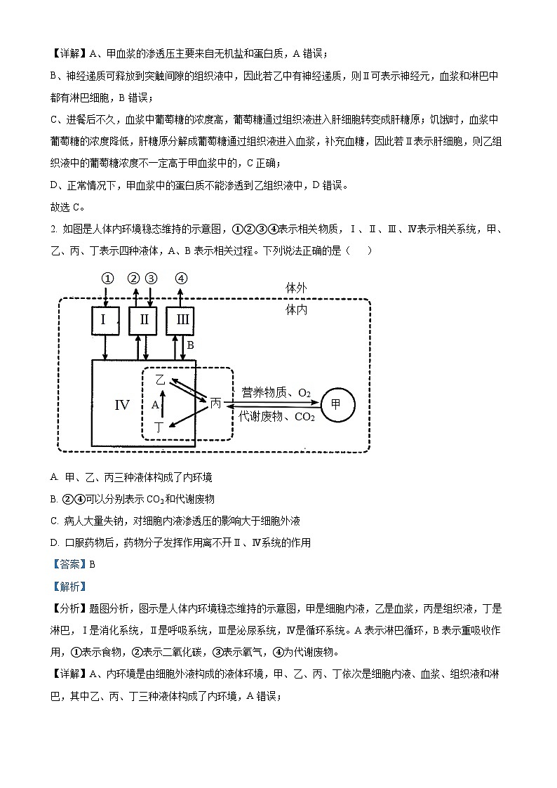 四川省绵阳南山中学2023-2024学年高二上学期期中考试生物试题（解析版）02