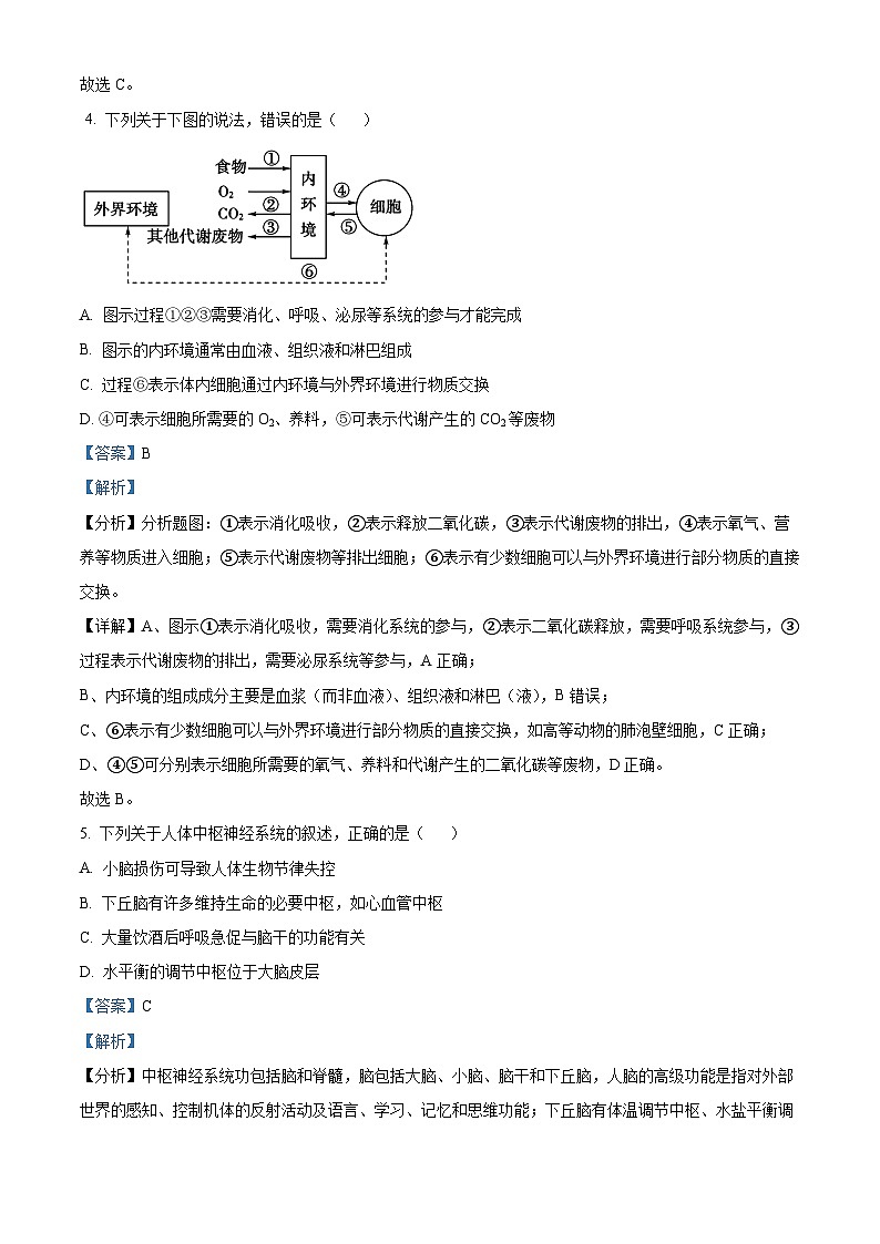 2024石嘴山平罗县平罗中学高二上学期第一次月考生物试题含解析03