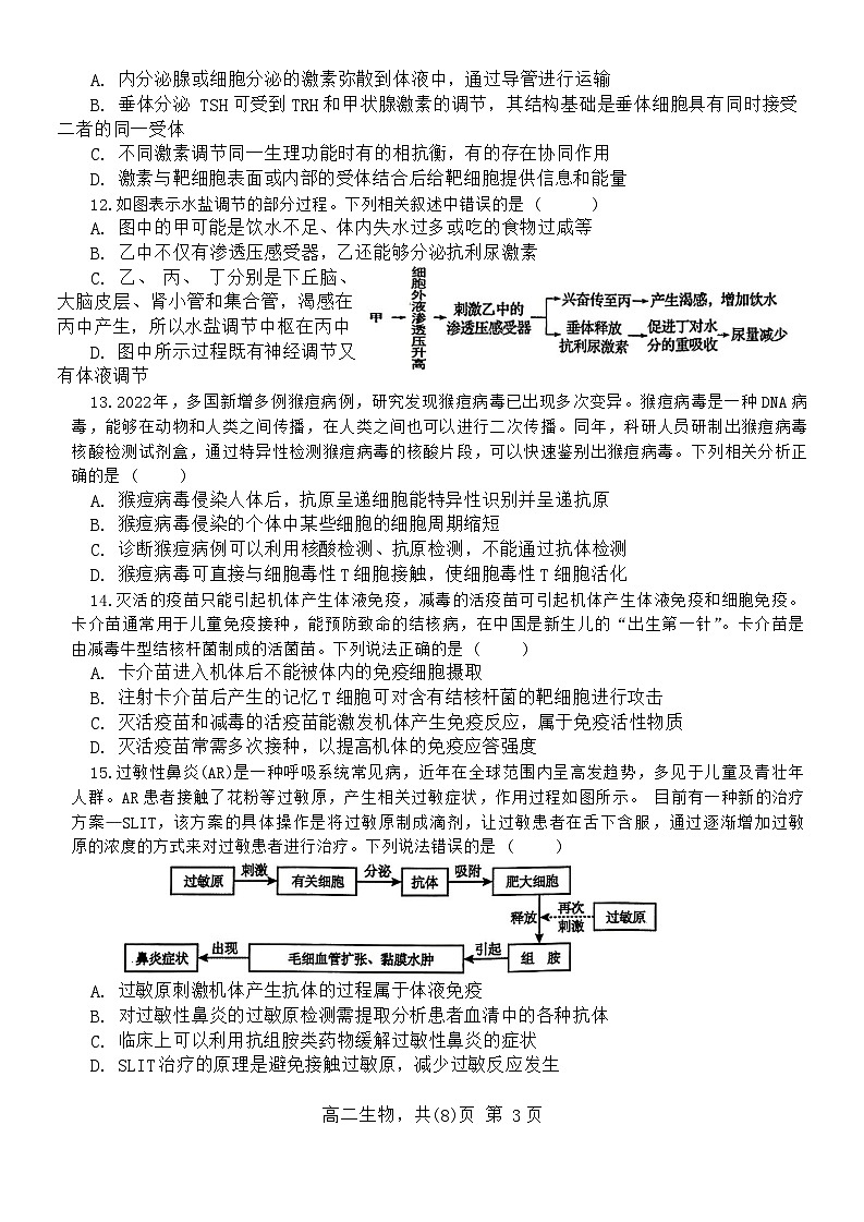 辽宁省部分学校2023-2024学年高二生物上学期11月期中考试试题（Word版附解析）第3页