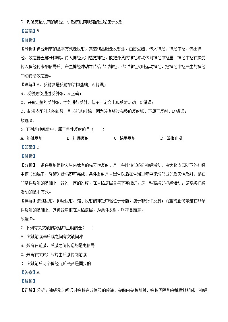 2024喀什地区巴楚县高二上学期10月期中生物试题含解析03