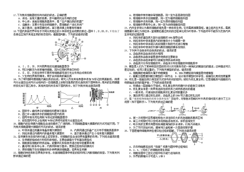 哈师大附中2023-2024学年高一（上）期中考试生物试题含答案第2页