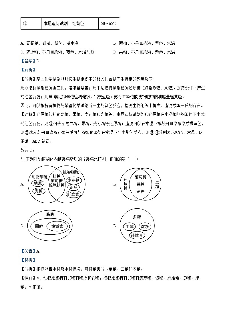 浙江省杭州市北斗联盟2023-2024学年高一上学期期中联考生物试题（Word版附解析）03
