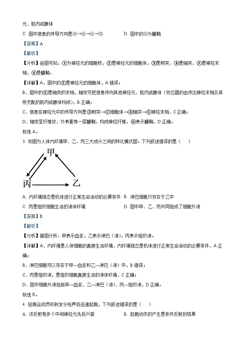 浙江省宁波市三锋教研联盟2023-2024学年高二上学期期中联考生物试题（Word版附解析）第2页