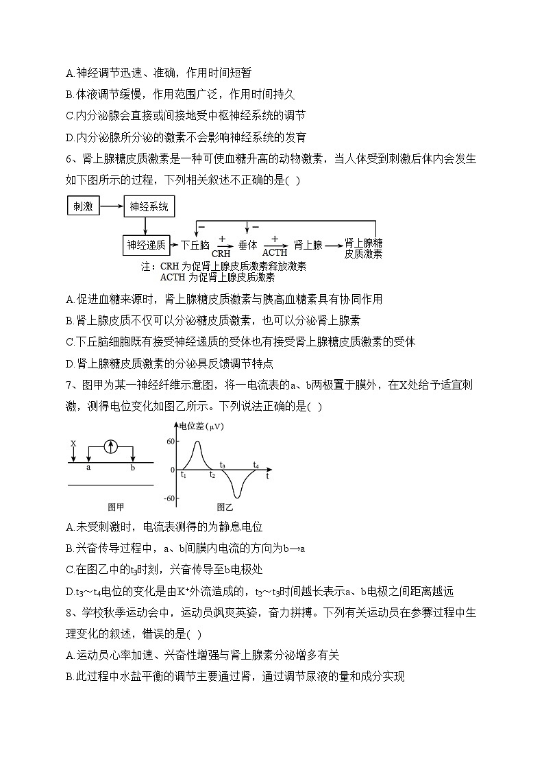 甘肃省兰州第一中学2023-2024学年高二上学期10月期中考试生物试卷(含答案)02