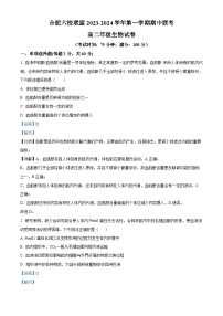 安徽省合肥六校2023-2024学年高二上学期期中联考生物试题（Word版附解析）