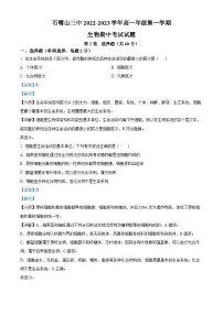 宁夏石嘴山市第三中学2022-2023学年高一上学期期中生物试题（Word版附解析）