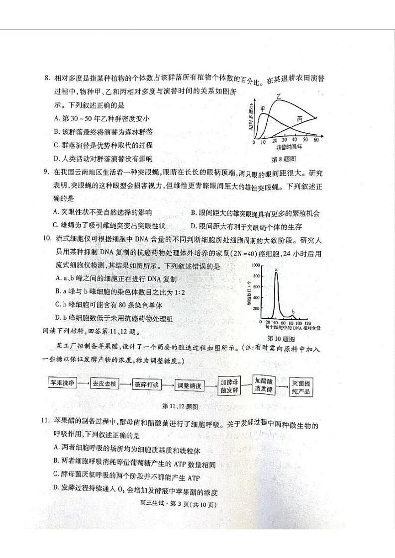 2024届杭州市高三上学期教学质量检测-生物试卷第3页