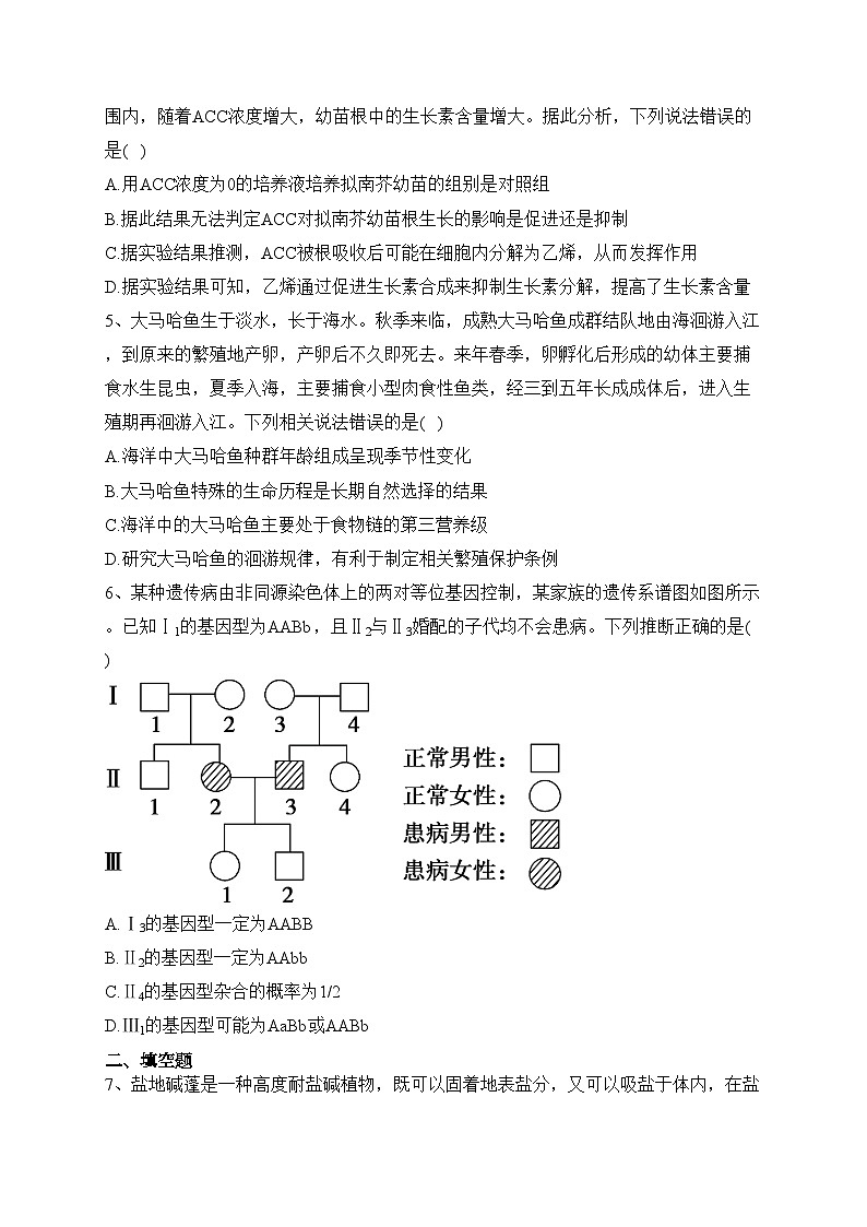 2023届吉林省通化市梅河口市五中高三二模理综生物试题(含答案)第2页