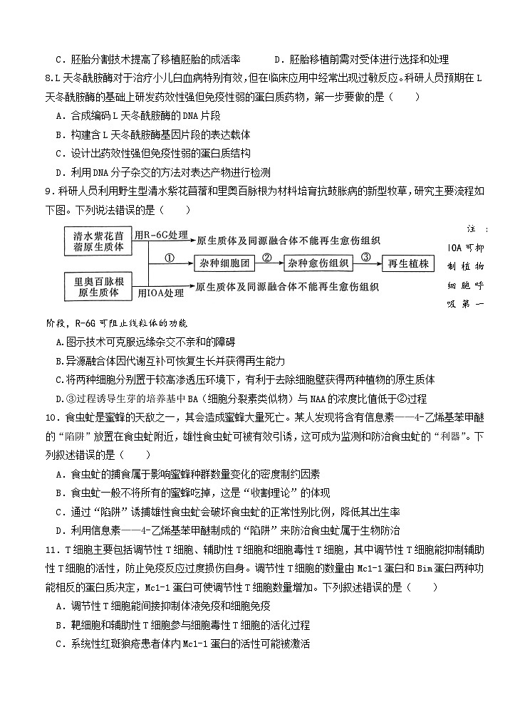 广东省汕头市金山中学2023-2024学年高三上学期10月阶段生物试题（Word版附答案）02
