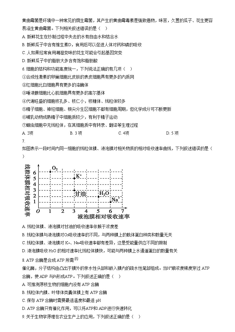 山西省运城市2023-2024学年高三上学期11月期中调研生物试题无答案第2页