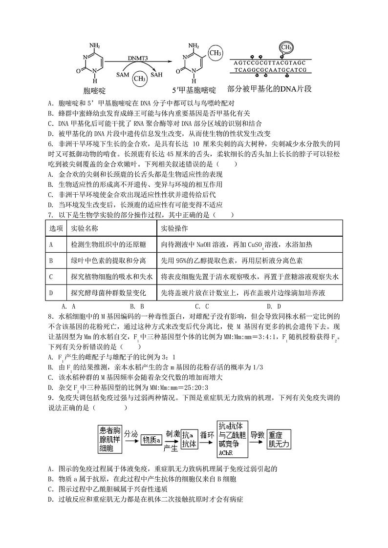 本溪市高级中学2023届高三下学期高考模拟生物试题及答案第2页